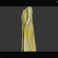 Modern Flowy Yellow Long Coat With Lapel Collar Front Buttons And Long Sleeves