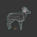 Low Poly Ram 3D Model Design With Brown Color And Curved Horns