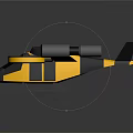 Yellow And Black Space Aerial Vehicle With Propellers And Engines For Exploration