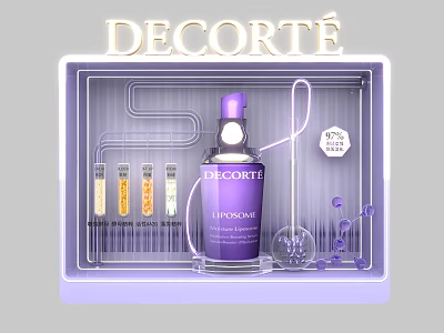 DECORTE LIPDROPS Photo Spot With Purple Bottle Test Tubes And Authentic Label 3d model
