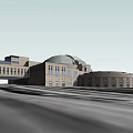 Classical Museum Building With Arch Entrance Stone Facade Columns And Clock