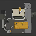 Industrial Precision Machine With Control Panel Yellow White Components And Green Label