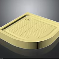 Square Light Yellow Shower Tray With Flower Pattern And Drainage Channels 3d model