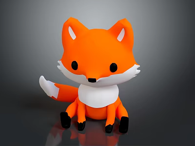 Cartoon Fox Game Movie Character With Orange Fur White Belly Black Eyes And Plush Paws 3d model