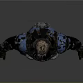 Armored Warrior In Blue And Black Gear With Mystical Beast Companion Scene