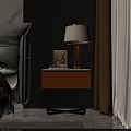Modern Bedside Table with Orange and Gray Drawers Lamp and Decorative Items 3d model