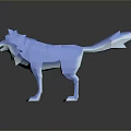 Blue Low Poly Wolf Character 3D Model With Geometric Design And Cartoon Features 3d model