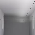 Minimalist White Gray Interior With Ceiling Mounted Metal Rods And Black Fixtures For Clothing Storage