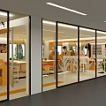School Modern Learning Classroom With Yellow Gray Chairs White Tables And Bookshelves