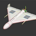 White Airplane Model With Wings Square Panels Yellow Propeller And Red Tail Logo