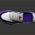 White and Purple Casual Sneakers With Modern Design Rainbow Accent Lace Up Shoes