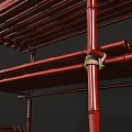 Red Bamboo Storage Rack with Multi Tiered Shelves and Tied Details for Home Organization