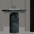Marble Side Table With Cylindrical Base Brass Cup And Book In Modern Interior 3d model