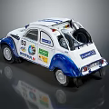 Vintage Blue And White Rally Car Model With Number 53 Stickers And Spare Tire
