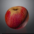 Fresh Red Apple With Yellow Spots On Dark Reflective Surface