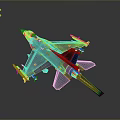 Gray Fighter Jet Model With Blue Canopy Missiles Under Wings And Tail Flame