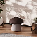 Mushroom Shaped Leisure Chair Dark Brown Top And Gray Base With Shadow Patterns On Wall