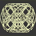 Yellow Woven Sphere Made Of Thin Strips On Black Background With Reflection