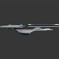 Futuristic Sci Fi Spaceship With Disc Shaped Hull And Blue Engine Nacelles 3d model