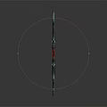 Ornate Curved Blade Weapon With Green Black Color Red Detail And Shiny Metallic Design