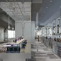 Modern Shopping Mall Retail Store With Glass Shelves Product Display And Lighting Fixtures