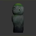 Man Figurine With Green Head Closed Eyes And Floral Body Patterns Design