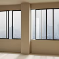 Sleek Casement Windows With Black Frames Clear Glass And City View In Modern Interior