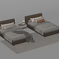 Cozy Single Bed with Brown Headboard Gray Sheets Nightstand Table Lamp and Gray Rug