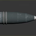 3D Rendered Weapon Bullet With Blue Metallic Body Silver Accents And White Tip