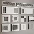 Various Modern Air Conditioner Vents With Different Designs On Wall Surface