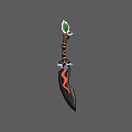Artistic Decorative Weapon With Green Leaf Handle Red Pattern And Black Blade 3d model