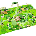 Wooden Outdoor Play Scene With Grass Tent Cabin Swing Slide And Figures