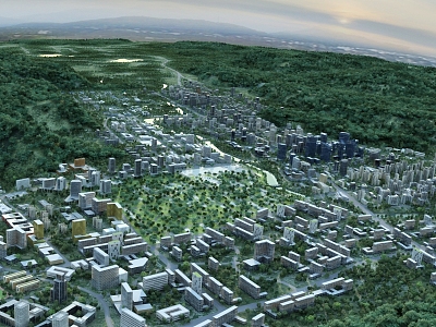 Modern Aerial View Location Aerial View 3d model