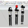 Red Laser Lightsaber With Black And Silver Hilt Design And Metallic Accents