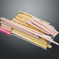 Colorful Wooden Slats Table And Chair Set With Yellow Pink Light Wood Tones