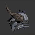 Fantasy Armor Helmets With Spiked Design And Horned Metallic Finish On White Background