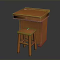 Wooden Children's Desk With Drawer And Matching Stool For Kids Study Space