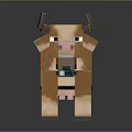 Pixelated Character Cow 3D Model With Brown And White Spots Horns Minecraft Style