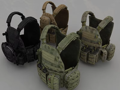 Tactical Vests in Multiple Colors with Military Style Practical Pockets and Various Designs 3d model