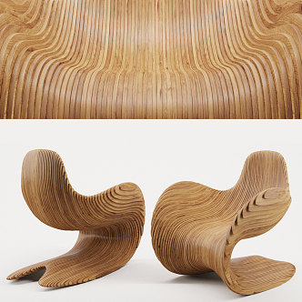 Modern Single Chair Solid Wood Single Chair 3d model