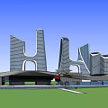 Modern Commercial Complex With High Rise Buildings And Connected Open Spaces