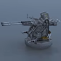 Detailed 3D Model Of Heavy Machine Gun With Metal Bracket And Mechanical Components