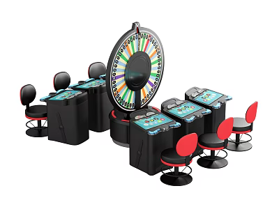 Multiple Casino Entertainment Tables With Roulette Wheel And Red Black Chairs 3d model Multiple Casino Entertainment Tables With Roulette Wheel And Red Black Chairs 3d model