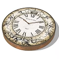 Vintage Round Clock With Roman Numerals And Ornate Decorative Patterns 3d model