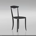 Modern Single Chair With Black Wooden Frame Curved Backrest And Textured Leather Seat