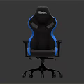 Black and Blue Gaming Chair with Brand Logo Armrests Swivel and Wheels