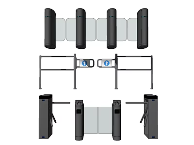Public Facility Access Control Systems With Various Turnstile Gates And Barriers 3d model