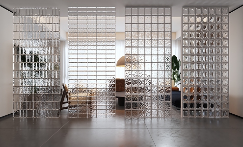 Modern partition glass brick partition glass wall 3d model