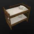 Wooden Bunk Bed With Ladder And Mattresses For Kids Bedroom Furniture