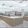 Modern Restaurant Entrance Hall Featuring Silver Turnstiles Marble Columns And Green Billboard